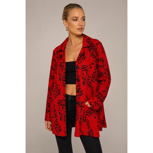 Moonlight Y & S Fashion Design Jackets & Blazers - Moonlight Y & S Fashion Design Red Tunic XL Trapeze Jacket Lagenlook Art to Wear